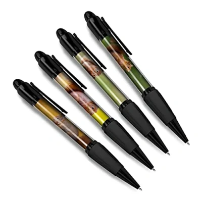 Image of DV DESIGN Set of 4 Squirrel Black Ballpoint Pens Animal Wild Woodland Rodent Theme Gift