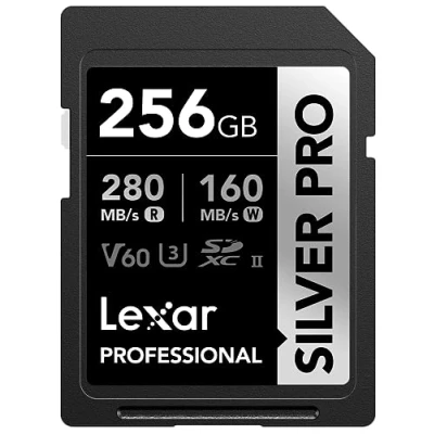 Image of Lexar 256GB Professional SILVER PRO SDXC Memory Card, UHS II, C10, U3, V60, Full HD &amp; 4K Video, Up To 280MB/s Read, for Photographer, Videographer, Enthusiast (LSDSIPR256G BNNNU)