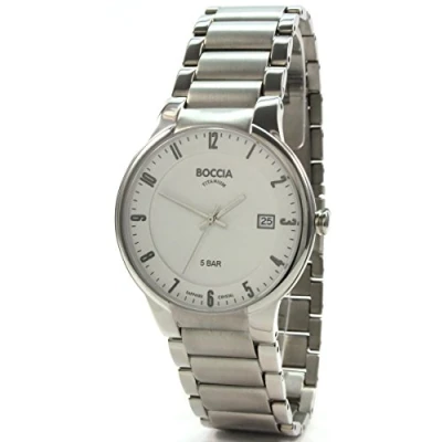 Image of Boccia Boy&#039;s Quartz Watch with Blue Dial Analogue Display and Silver Titanium Bracelet B3762 02