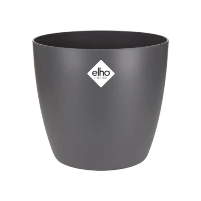 Image of Elho Brussels 14cm Round Plastic Indoor Plant Pot Anthracite