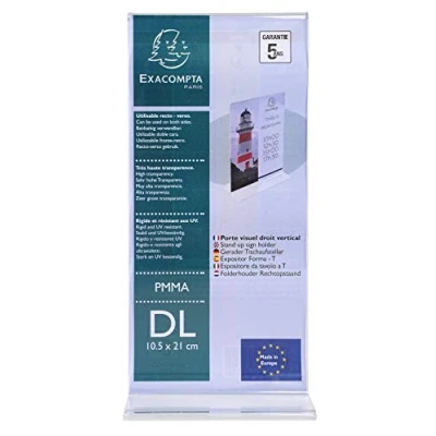 Image of Exacompta Ref 83158D Freestanding Sign &amp; Literature Holder Suitable for Displaying DL Documents, PMMA (Acrylic) Material, Rigid UV Resistant Transparent