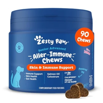 Image of Zesty Paws Allergy &amp; Immunity Supplement for Dogs Senior Itchy Dog Skin Relief, Relief with Antihistamine Anti Itch and Salmon Oil, Omega 3 Fatty Acids 90 Pcs