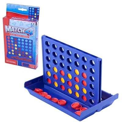 Image of Travel Sized Classic 4 in a Row Game, 42 Counters, Mini Size Board Game for Kids, Match Four Line