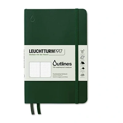Image of LEUCHTTURM1917 363020 Notebook Paperback (B6+), Outlines, Flexcover, 89 num. Pages, Walden Green, Dotted