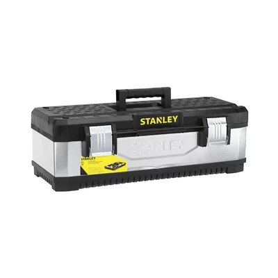 Image of STANLEY Galvanised Toolbox with Heavy Duty Metal Hinge, Portable Tote Tray for Tools and Small Parts, 20 Inch, 1 95 618