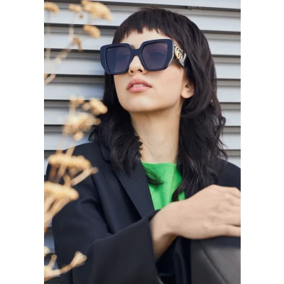 Image of Gucci GG Oversized Square Acetate Sunglasses Sunglasses, Women&#039;s, Size: 54, Black/grey