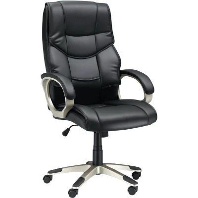 Image of HOMCOM Executive Computer Office Desk Chair High Back Faux Leather Swivel Black