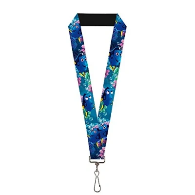 Image of Buckle Down Unisex Adult&#039;s Lanyard 1.0 Dory 3 Poses/Bubbles Under The Sea Key Chain, Multicolor, One Size
