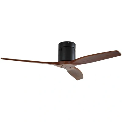 Image of Lucande ceiling fan Vindur, black/wood, DC, quiet