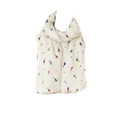 Image of London Scarfs Women s Giraffe Print (Glitter Cream)
