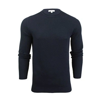 Image of Xact Men&#039;s Textured Cotton Crew Neck Jumper (Rich Navy) M
