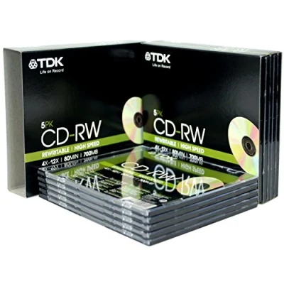 Image of TDK T18791 4X 12X Speed 700MB 80min CD RW Slim Jewel Case 10 Pack