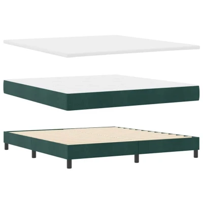 Image of vidaXL Box Spring Bed with Mattress Dark Green 180x200 cm Velvet