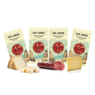 Image of San Jamon Gourmet Hamper with Iberico Ham, Lomo, Spanish Manchego Cheese
