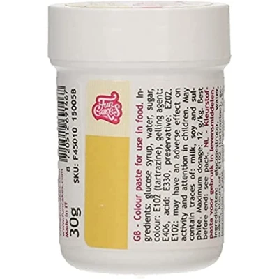 Image of FunCakes Food Colour Paste Yellow; Concentrated Colouring for Batter, Cream, Fondant, Marzipan, Dough, Modelling and Flower Paste. Halal. 30 g