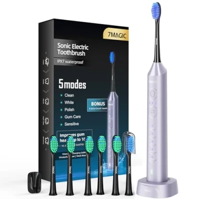 Image of Electric Toothbrush, Sonic 3 Intensity Levels, 5 Modes, 40,000 VPM, IPX7, Knight Sky Blue