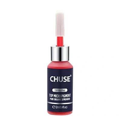 Image of CHUSE T301 Microblading Micro Pigment Permanent Makeup Tattoo Ink Cosmetic Color Real Red Passed SGS,DermaTest 12ml (0.4fl.oz)