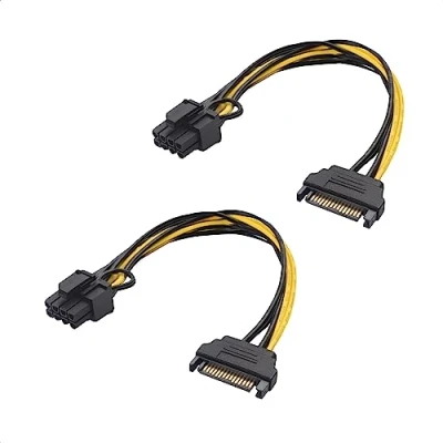 Image of Cable Matters 2 Pack SATA to 8 Pin PCI e (6+2 Pin) 18cm (8 Power / 6 PCIe Cable) 18 cm