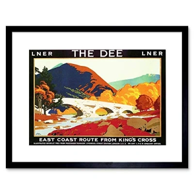 Image of Wee Blue Coo Travel Train Rail River Dee Aberdeen Scotland Highland Bridge UK Framed Wall Art Print