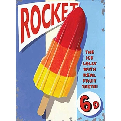 Image of Tin Sign ROCKET Lolly Ice Seaside Kitchen Home Gift Vintage RetroTin