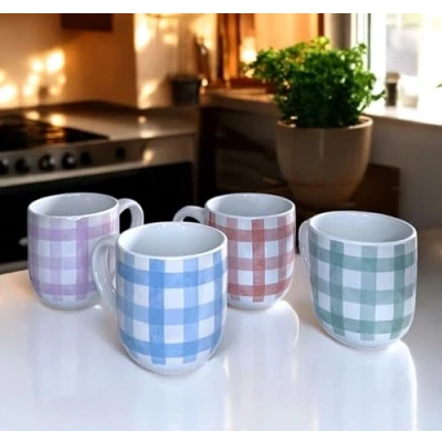 Image of HOMELOX Set of 4 Tea Coffee Mugs Cups Coloured Quality Stoneware Hot Drink Mug