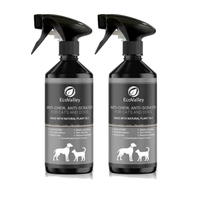 Image of EcoValley Anti Chew Scratch Training Spray for Pets 500ML Natural, Non Toxic, Scientifically Proven Formula Ideal Cats &amp; Dogs (Pack of 2)