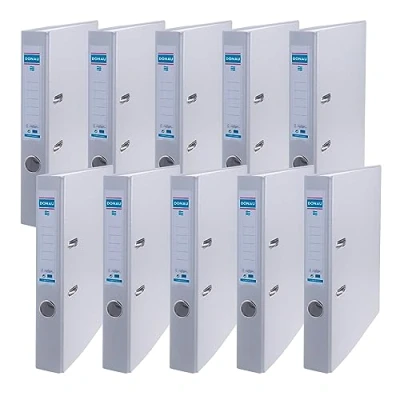 Image of DONAU Master binder Lever Arch file folder Slim Pack of 10 FSC/DIN A4 / 5 cm pieces/gray/plastic cover PP/cardboard paper slot office ring
