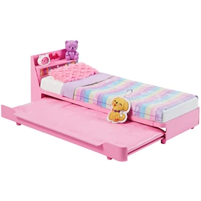 Image of Barbie Bedtime Playset for Preschoolers, My First and Accessories, Preschool Toys Gifts, Trundle Bed, Plush Puppy Piece, from 3 Years, HMM64