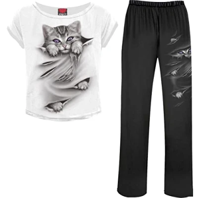 Image of Spiral Bright Eyes 4Pc Gothic Pyjama Set XL Black