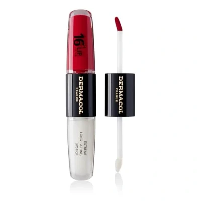 Image of NEW Dermacol 16 Hour Lip Colour, Highly Pigmented Glossy Stain, Two Phase Plumper Gloss, Kissproof Makeup Products with Matte and Glitter Finish,n.2, Hot Date