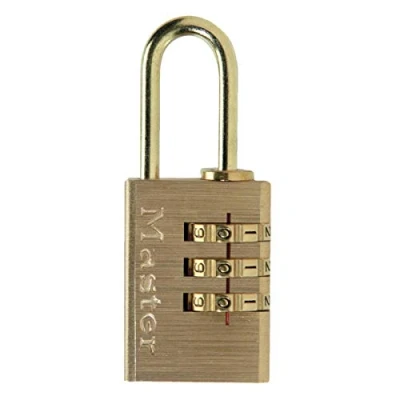 Image of Master Lock 620EURD 3 Digit Combination Padlock with Aluminium Body and Brass Finish, Gold, 5,6 x 1,4 cm