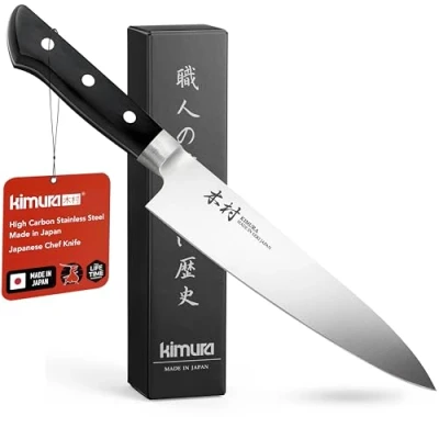 Image of Kimura Chef Knife, [Made in Japan], 7 inch Professional Kitchen Ultra Sharp High Carbon Molybdenum Stainless Steel Gyuto Chefs Knife with Ergonomic Handle Japanese Chef&#039;s
