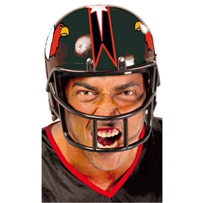 Image of Fiestas Guirca Black American Football Helmet USA Fancy Dress Novelty Up Halloween Cosplay Sports Outfit Adult One Size (Black)