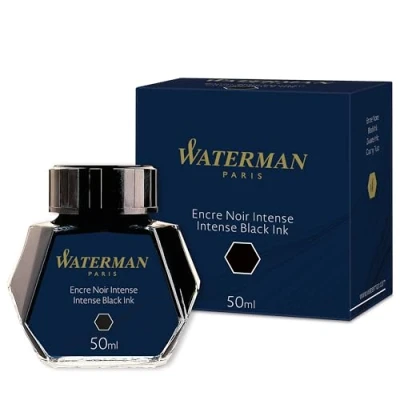 Image of Waterman Fountain Pen Ink Intense Black 50ml Bottle