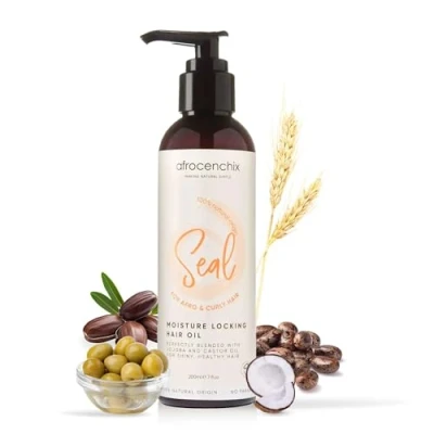 Image of Afrocenchix Seal Scalp Oil for Afro and Curly Hair Blended With Jojoba Castor growth, Moisture locking Oils, 200ml