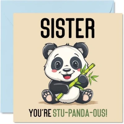 Image of Birthday Cards for Sister Stu Panda ous Funny Happy Card from Brother, Sibling Gifts, 145mm x Joke Greeting Women Her