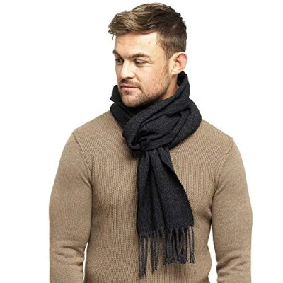 Image of Rjm Mens Black &amp; Grey Herringbone Scarf