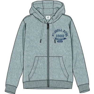 Image of Russell Athletic A20172 CJ 090 ZIP THR HOODY Sweatshirt Men&#039;s COLLEGIATE GREY MARL Size S