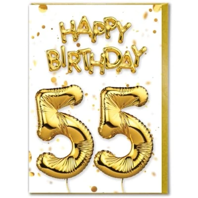 Image of Brainbox Candy 55th Birthday Card Age 55 Beautiful White Gold Foil Effect Cards For Him Her Men Women Friends