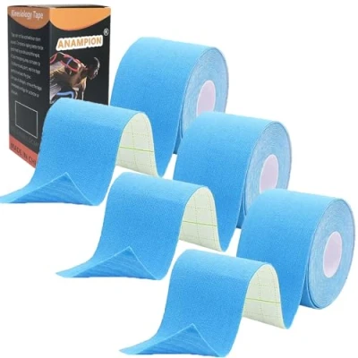 Image of ANAMPION Kinesiology Tape (3 Rolls,5cm*5m) Waterproof Sports for Athletes Physio Elastic Pain Relief Adhesive Muscles Shin Splints Ankle Knee Shoulder (Blue)
