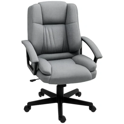 Image of HOMCOM Office Chair, Computer Desk Mid Back Executive Chair with Adjustable Height and Swivel Rolling Wheels for Home Study, Grey