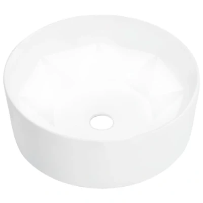 Image of vidaXL Ceramic Wash Basin Contemporary Round 36x14 cm with High Gloss Finish Simple to Clean Suits Any Decor Charming White