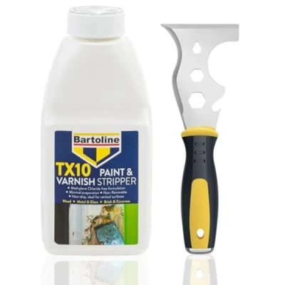 Image of Paint Stripper + Wallpaper Scraper, Scraper Tool Wood, Metal, Plaster, Concrete &amp; Glass 1 x 500ml Remover Solution Bartoline TX10