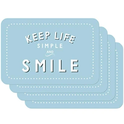 Image of Venilia 59069 Light Green with Saying Be Positive and Enjoy Live Dining Room Table Plate Coasters Place Mats Food Safe 45 x 30 cm Set of 4, 4 STK