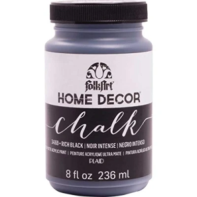 Image of Plaid:Craft Folkart Home Decor Chalk Paint 8 Oz Rich Black, Synthetic Material, 6 x 10.7 cm