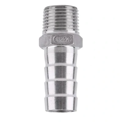Image of 1 x SS304 3/4 Male Reducer to Spigot Stainless Steel Barbed Hose Connector with Thread Adaptor Metal Barb DFE Tail Pipe Coupling 1/8