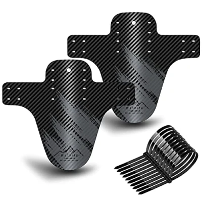 Image of NICEDACK Bike Fender, MTB Mud Guard Front and Rear Compatible, Downhill Mountain Mudguard Fits 20&quot; 26&quot; 27.5&quot; 29 inch Fat (Black Gray, Small Carbon fiber embossing)