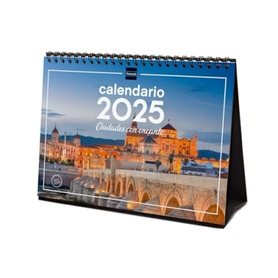 Image of Finocam Calendar Desktop Images to Write 2025 Month View January December (12 months) Cities Spanish