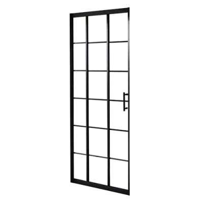 Image of Milano Barq 900mm Black Grid Reversible Triple Sliding Shower Enclosure Door