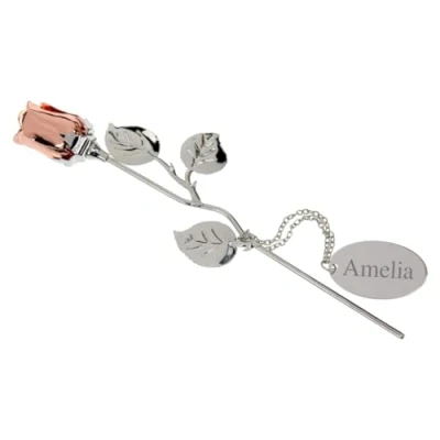 Image of Go Find A Gift Personalised Engraved Silver Plated Rose Gold 18cm